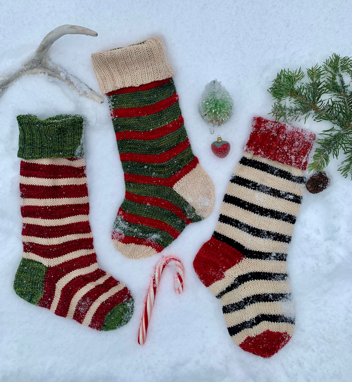 Easy to Knit Cheery Striped Christmas Stockings - Use Malabrigo